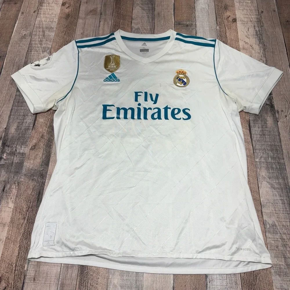 Adidas Real Madrid Soccer Jersey XL White Marco Asensio 20 ClimaCool FIFA 2017‎